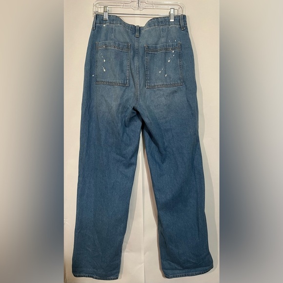 Universal Thread Blue Relaxed Straight Leg Paint Splatter Jeans Size 6/28R Artsy - Picture 5 of 9